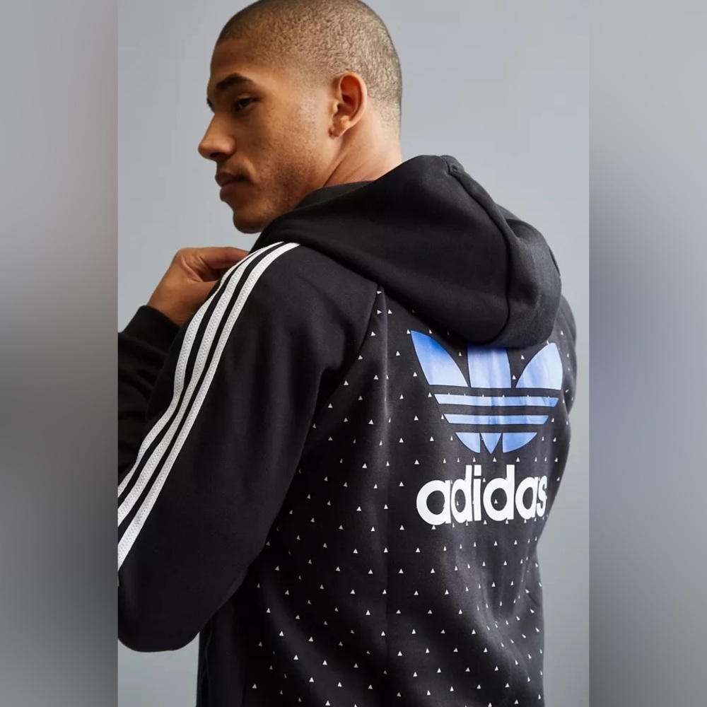 Men’s adidas Black Hoodie x Pharrell Williams Pattern Full Zip Sweater Large‎
